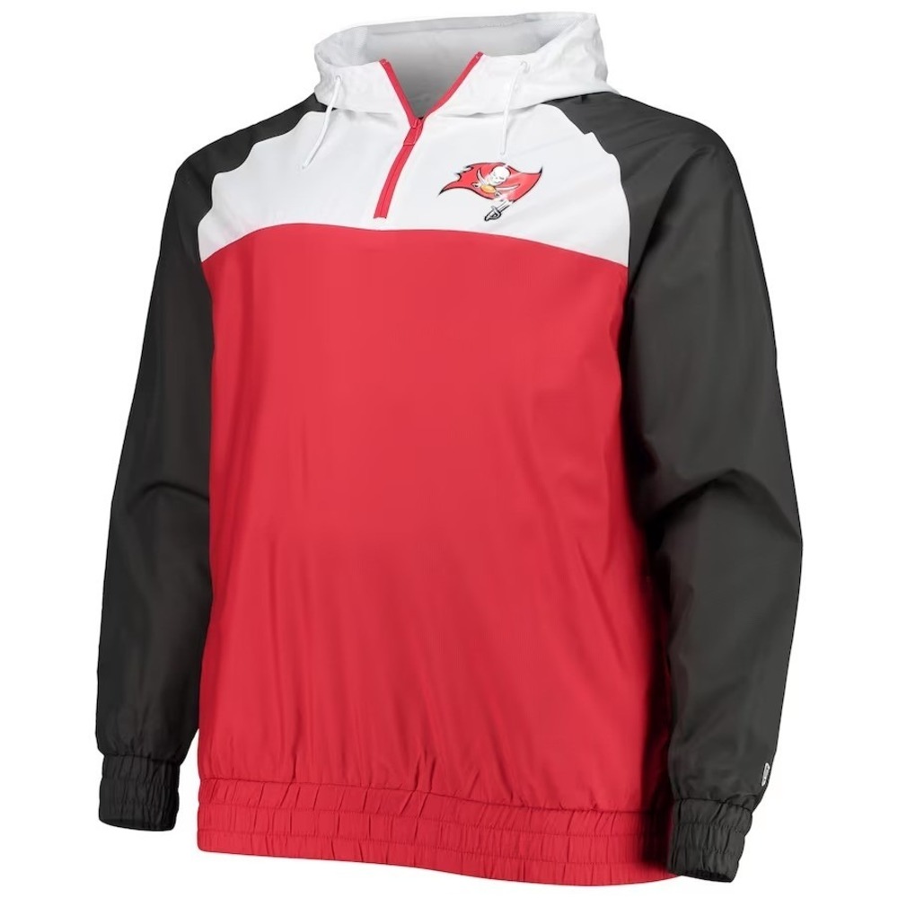 Tampa Bay Buccaneers Mens 3XLT Windbreaker Jacket New Era Red Hooded 1/4 Zip NEW